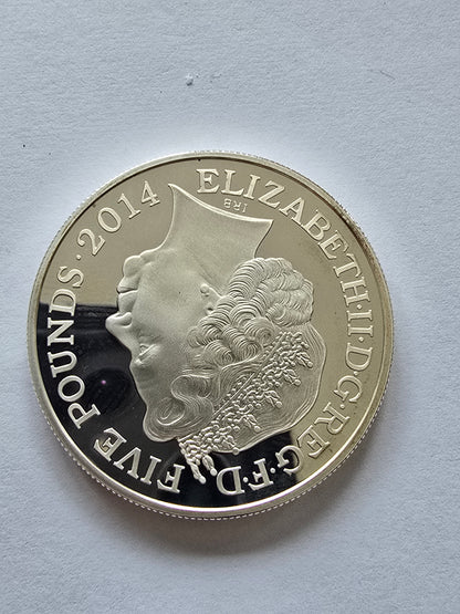 UK 2014 Queen Elizabeth II / Queen Anne 5 Five Pound Crown Coin Proof / BU (sh24487l)