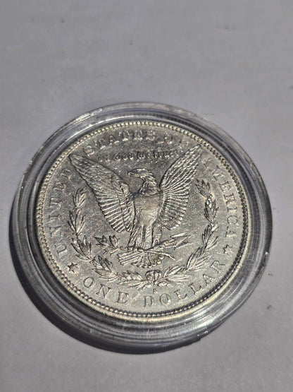 1881 US Morgan Silver Dollar (.900 Silver) – Classic American Vintage Coin in Acrylic Capsule (sh26114b)
