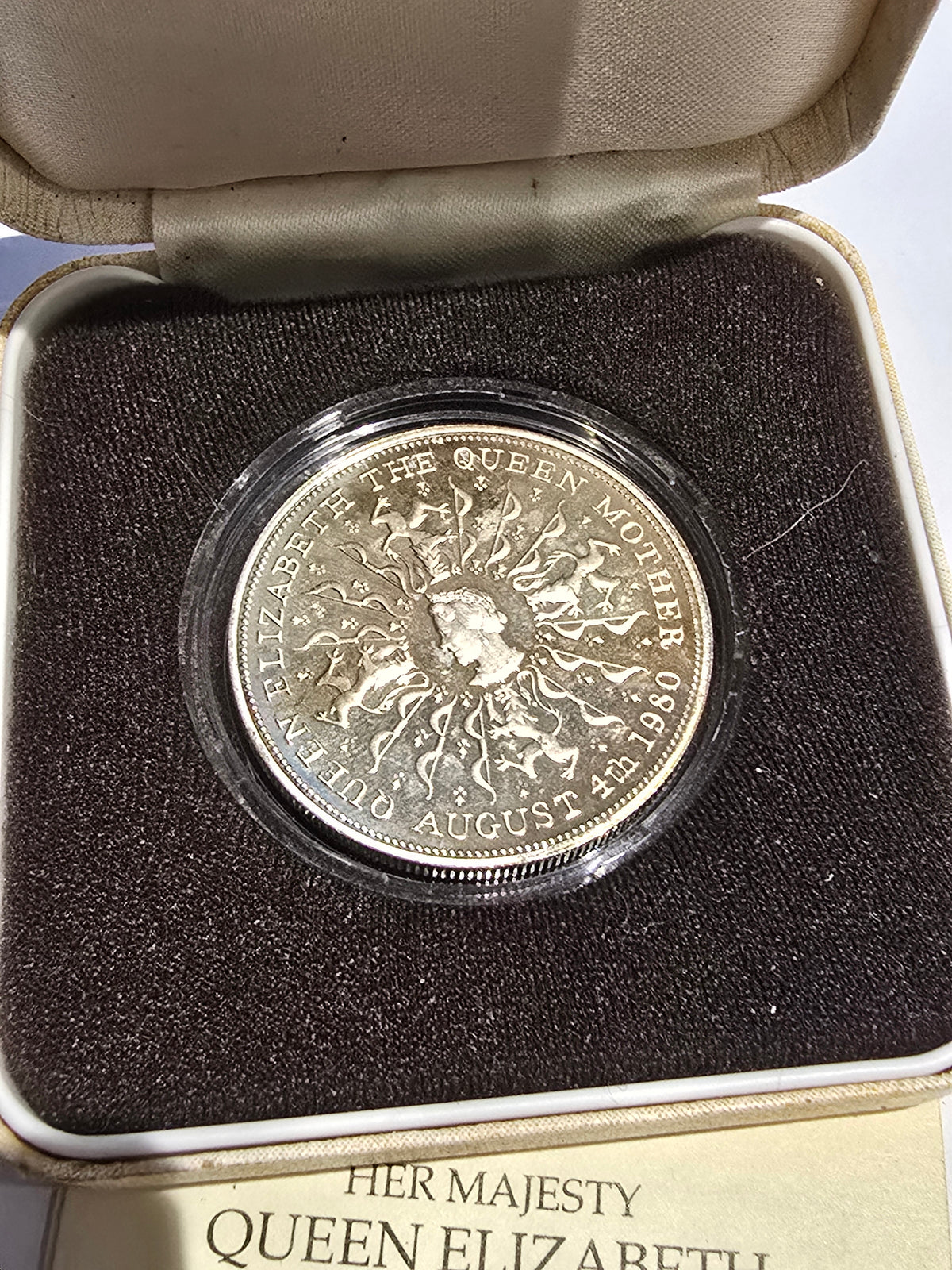 1980 Queen Mother 80th Birthday 25p Silver Proof Crown – Sterling Silver in Original Royal Mint Case (sh24999l)