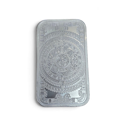 1 Troy Ounce .999 Fine Silver Bar – Cuauhtémoc Aztec Calendar Design