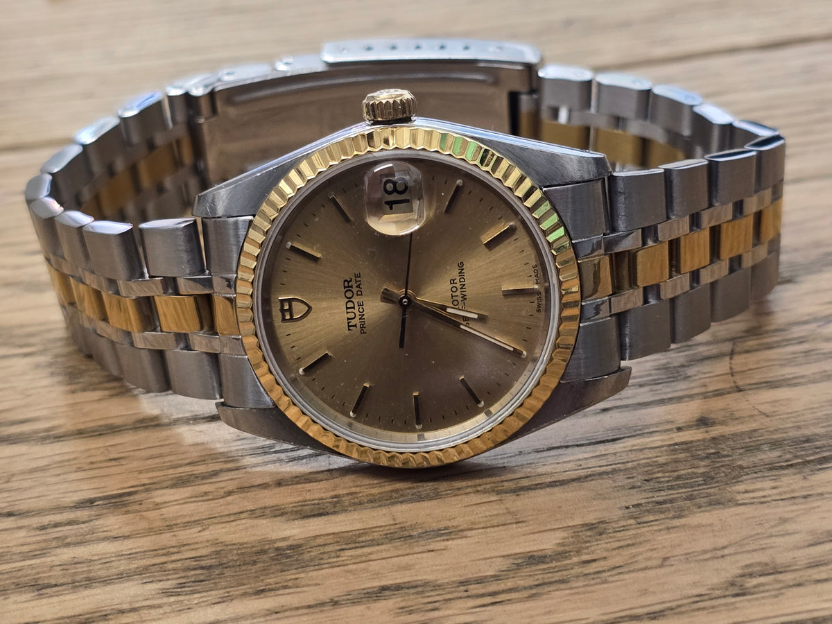 Tudor Prince Date Two-Tone Champagne Dial Automatic Watch - Steel & Gold 34mm