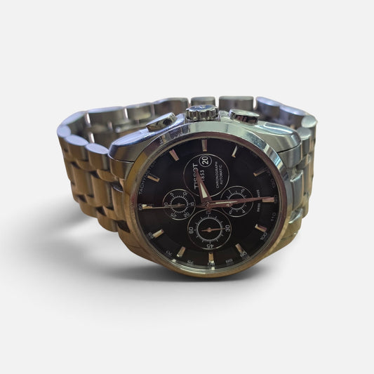 Tissot 1853 Automatic Chronograph Watch – Black Dial, Stainless Steel Bracelet (sh27380b)