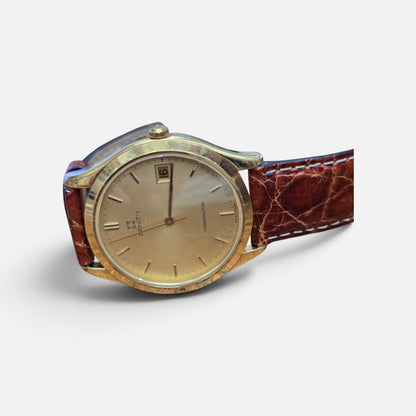 Vintage Zenith Cosmopolitan Gold-Plated Men's Wristwatch – Sunburst Dial, Date