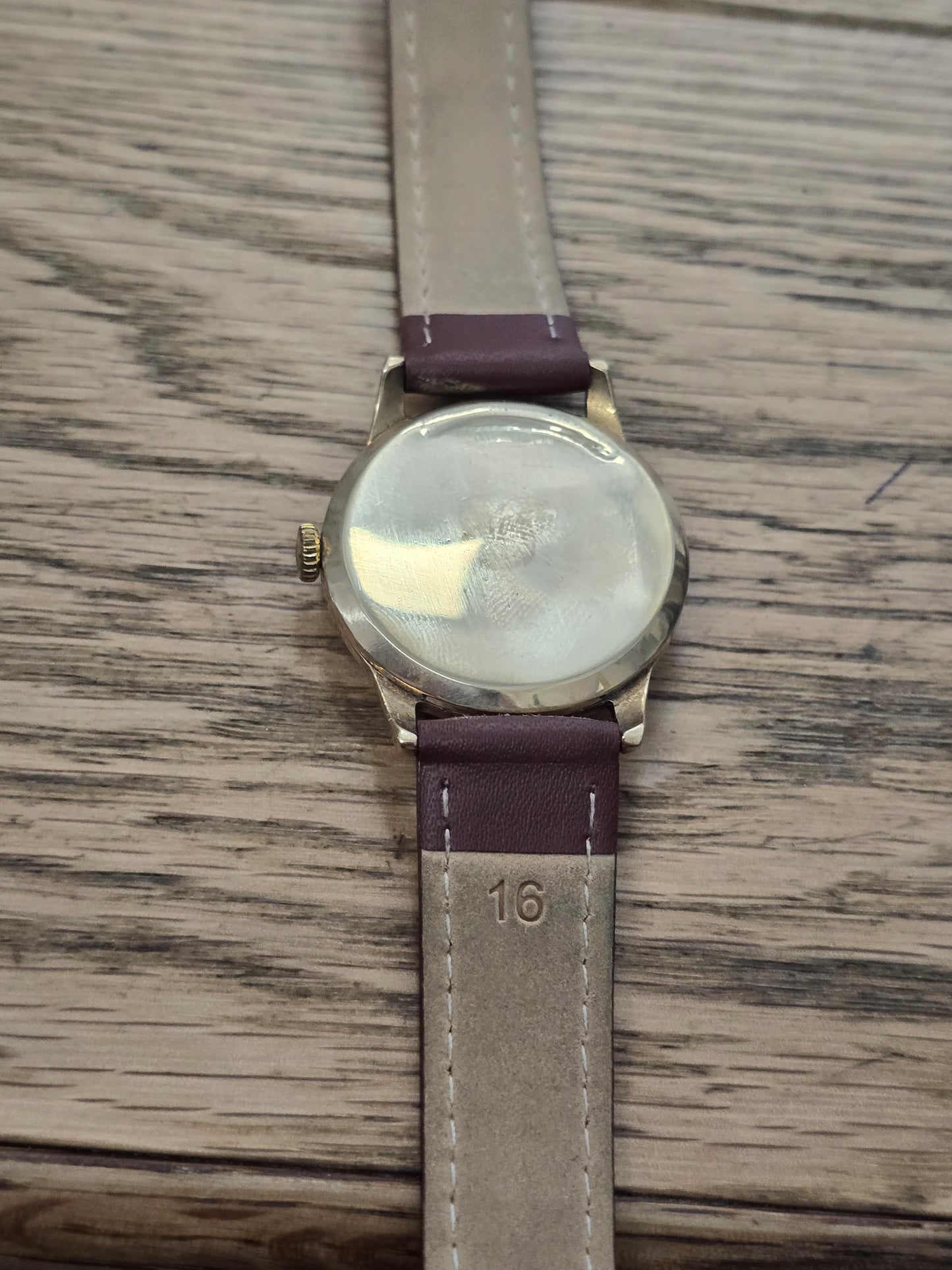 9ct Yellow gold Tudor royal watch on brown leather strap