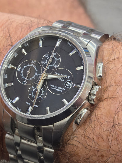 Tissot 1853 Automatic Chronograph Watch – Black Dial, Stainless Steel Bracelet (sh27380b)