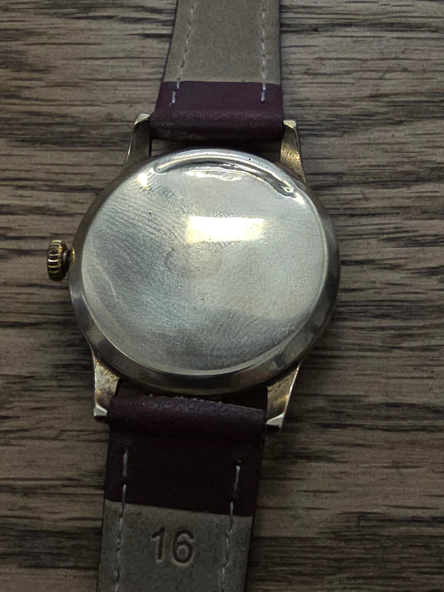 9ct Yellow gold Tudor royal watch on brown leather strap