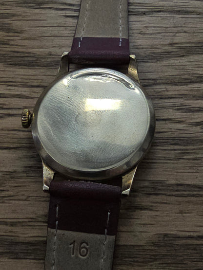 9ct Yellow gold Tudor royal watch on brown leather strap