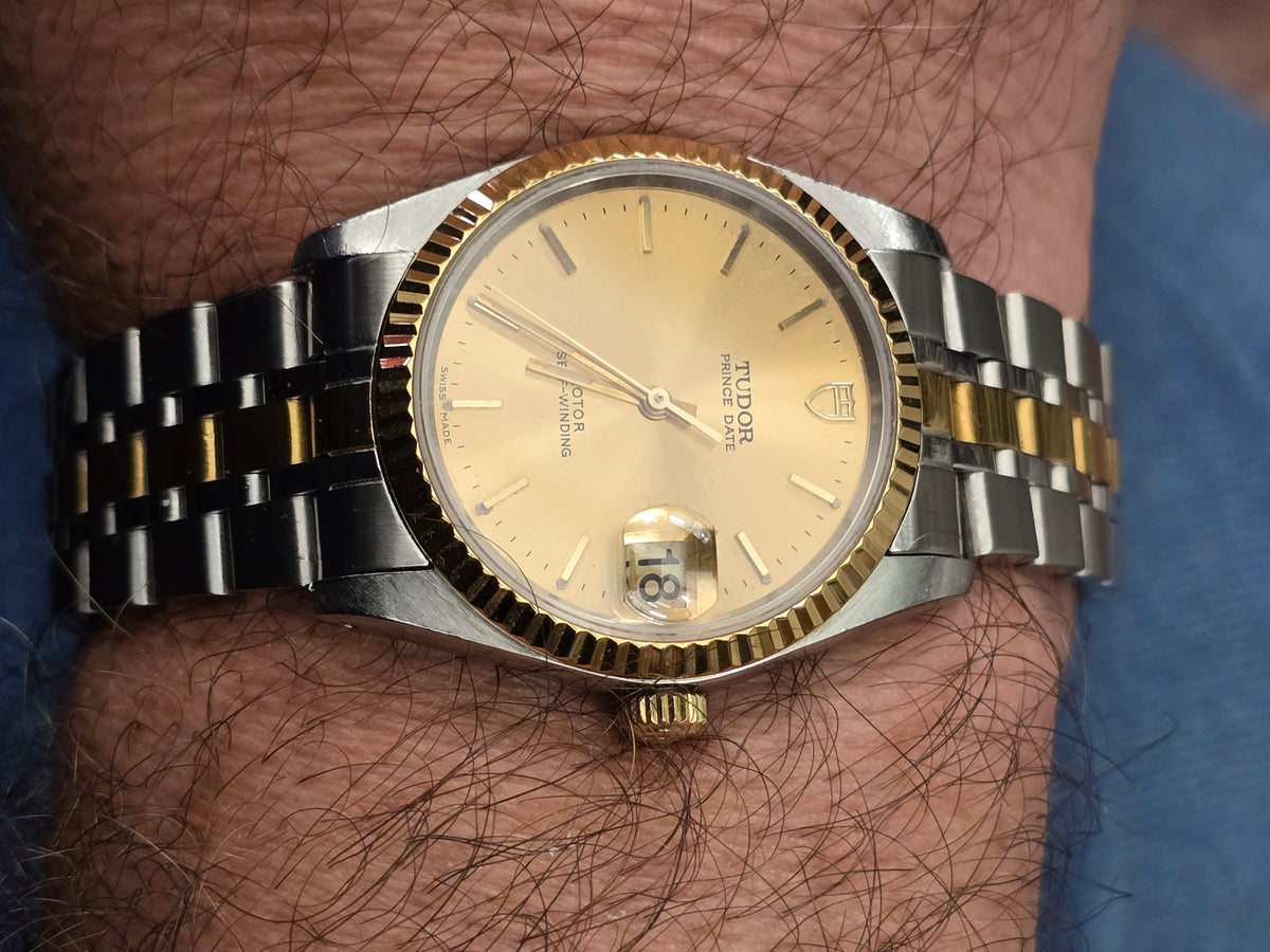 Tudor Prince Date Two-Tone Champagne Dial Automatic Watch - Steel & Gold 34mm