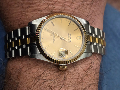 Tudor Prince Date Two-Tone Champagne Dial Automatic Watch - Steel & Gold 34mm
