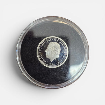 2024 Reeves and Sons St George & Dragon platinum proof half sovereign silver coin with certificate showing detailed design and packaging