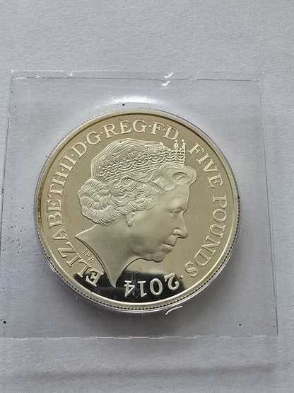 UK 2014 Queen Elizabeth II / Queen Anne 5 Five Pound Crown Coin Proof / BU (sh24487l)