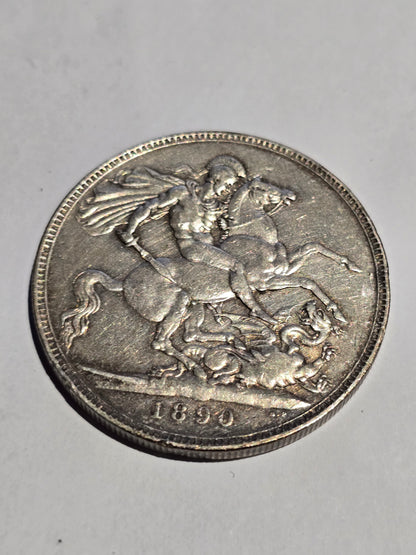 1890 Queen Victoria "Jubilee Head" Silver Crown (.925 Sterling) – British Five Shilling Coin (sh25113l)