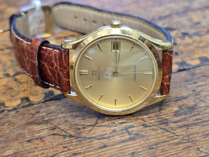 Vintage Zenith Cosmopolitan Gold-Plated Men's Wristwatch – Sunburst Dial, Date