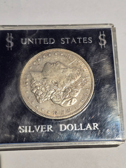 1921 US Morgan Silver Dollar (.900 Silver) – Classic American Bullion Coin in Display Holder (sh26831b)