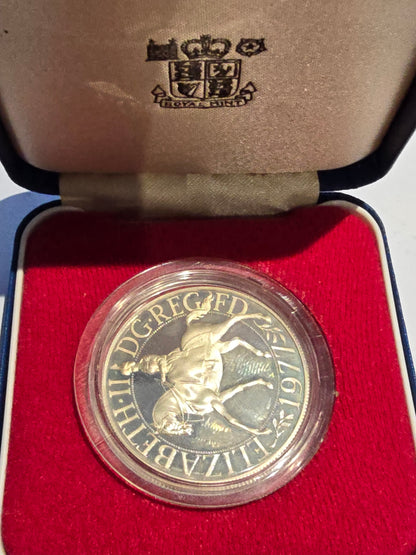 UK 1977 Silver Jubilee Crown Twenty-Five Pence (.925 Sterling Silver Proof Coin) (sh25003l)
