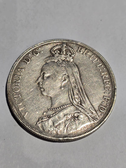 1890 Queen Victoria "Jubilee Head" Silver Crown (.925 Sterling) – British Five Shilling Coin (sh25113l)