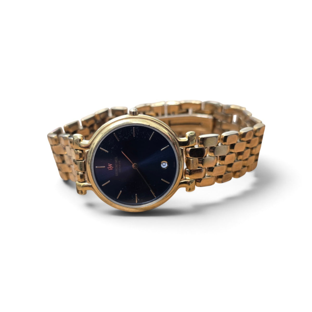 Raymond Weil Genève Gold Plated Blue Dial Date Quartz Watch - Vintage Dress