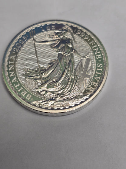 Silver 1oz 2025 Britannia coin by Reeves and Sons featuring the detailed Britannia design in fine silver.
