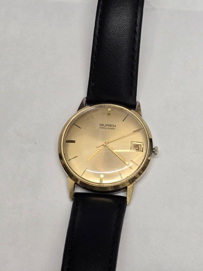 Vintage Buren Intra-Matic Automatic Gold Plated Men’s Watch – Sunburst Dial & Date (sh25434l)