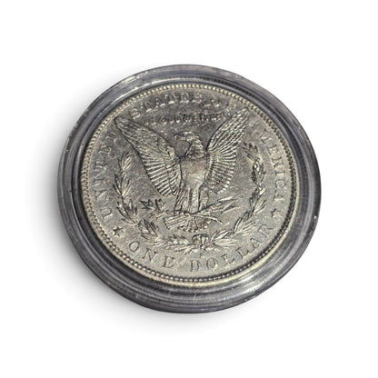 1881 US Morgan Silver Dollar (.900 Silver) – Classic American Vintage Coin in Acrylic Capsule (sh26114b)