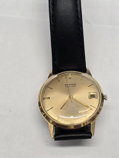 Vintage Buren Intra-Matic Automatic Gold Plated Men’s Watch – Sunburst Dial & Date (sh25434l)