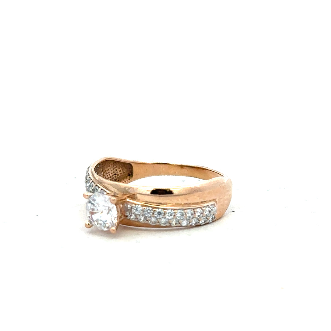 14ct gold ring in size P with a smooth polished finish, showcasing its elegant and simple design.
