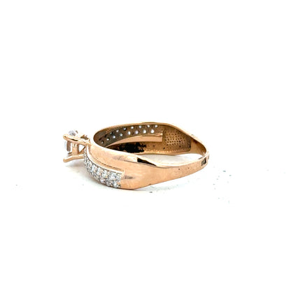 14ct gold ring in size P showing a polished band with a smooth finish, unbranded jewelry for women or girls.