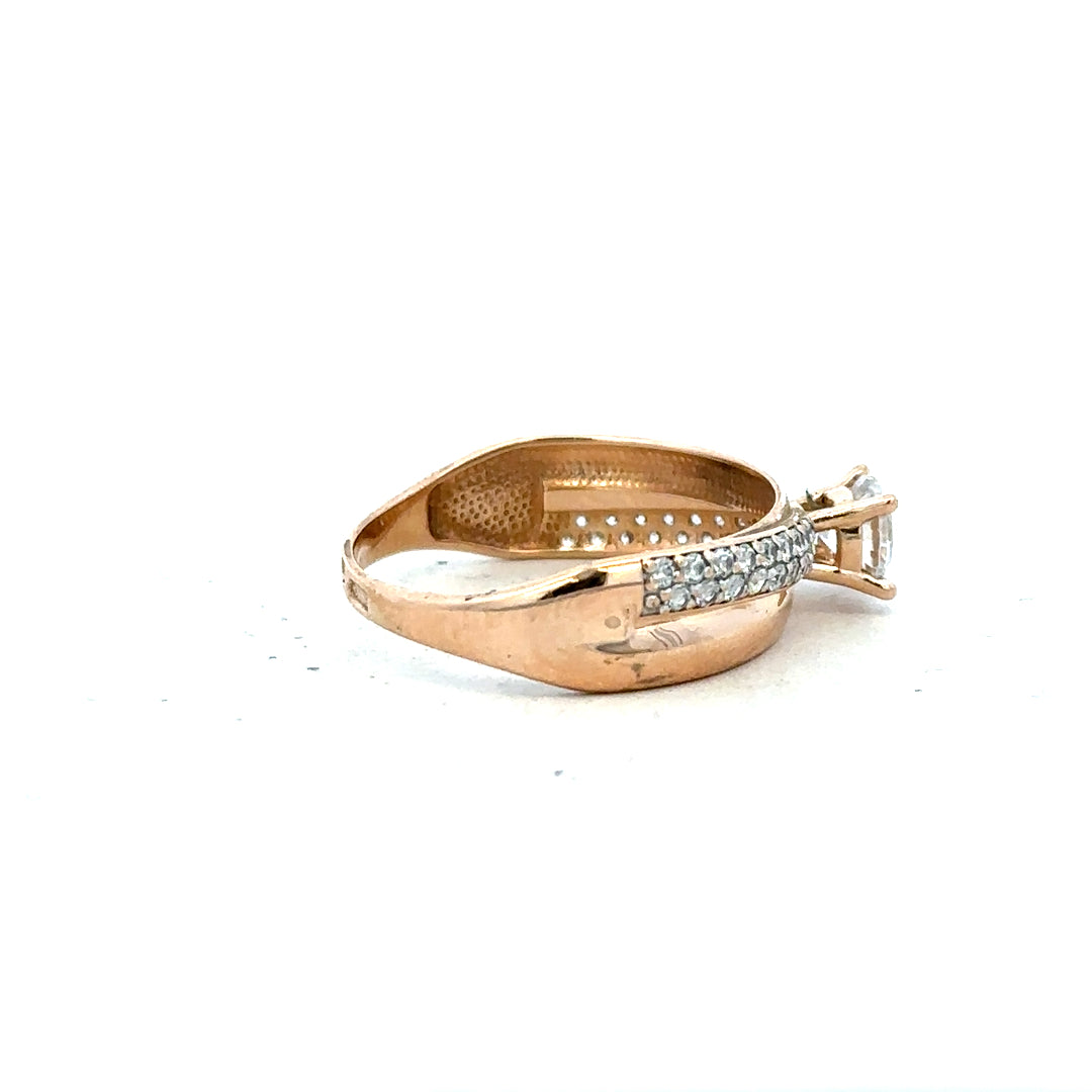 14ct gold ring in size P with a smooth band, unbranded jewelry piece suitable for everyday wear or special occasions.
