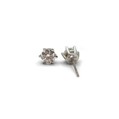 14ct white gold diamond earrings weighing 2.2g, featuring sparkling stud design with multiple round-cut diamonds.