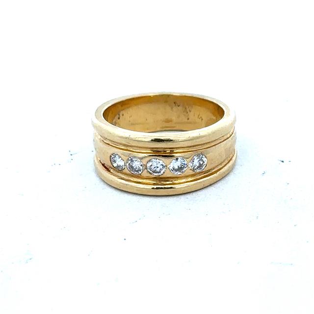 14ct yellow gold diamond ring in size J1/2 with sparkling diamonds, showcasing elegant jewelry craftsmanship.