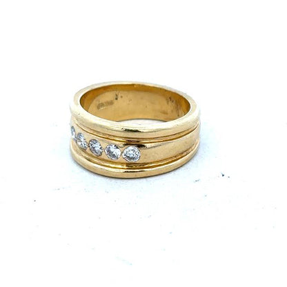 14ct yellow gold diamond ring in size J1/2 featuring sparkling diamonds, elegant jewelry design, unbranded.