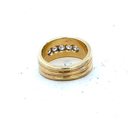 14ct yellow gold diamond ring size J1/2 with sparkling diamonds and a polished band, unbranded jewelry image.