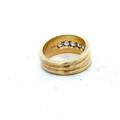 14ct yellow gold diamond ring in size J1/2 with sparkling diamonds, showcasing a elegant jewelry design.