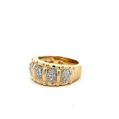 14ct yellow gold diamond ring size K1/2 showcasing a sparkling diamond set in a sleek band