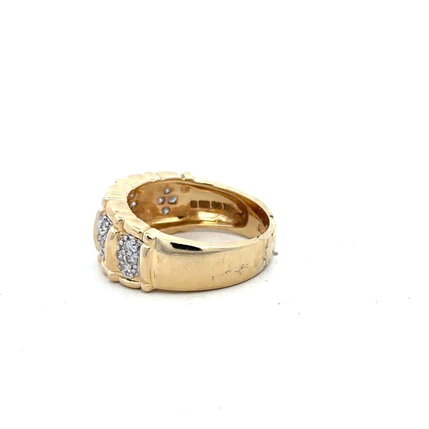 14ct yellow gold diamond ring in size K1/2 showcasing sparkling diamonds and a smooth polished band.