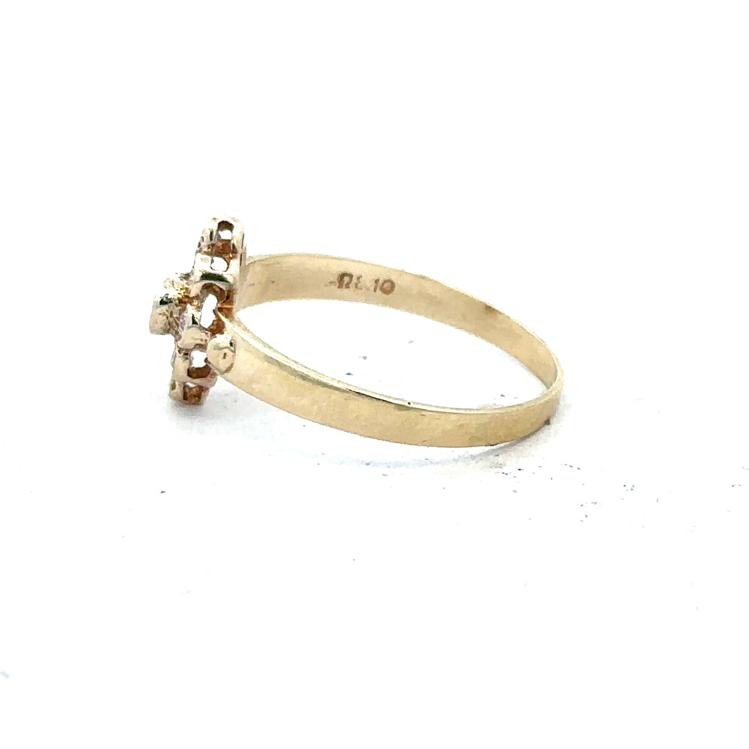 14ct yellow gold diamond ring in size L with sparkling diamonds, showcasing elegant and classic jewelry design.
