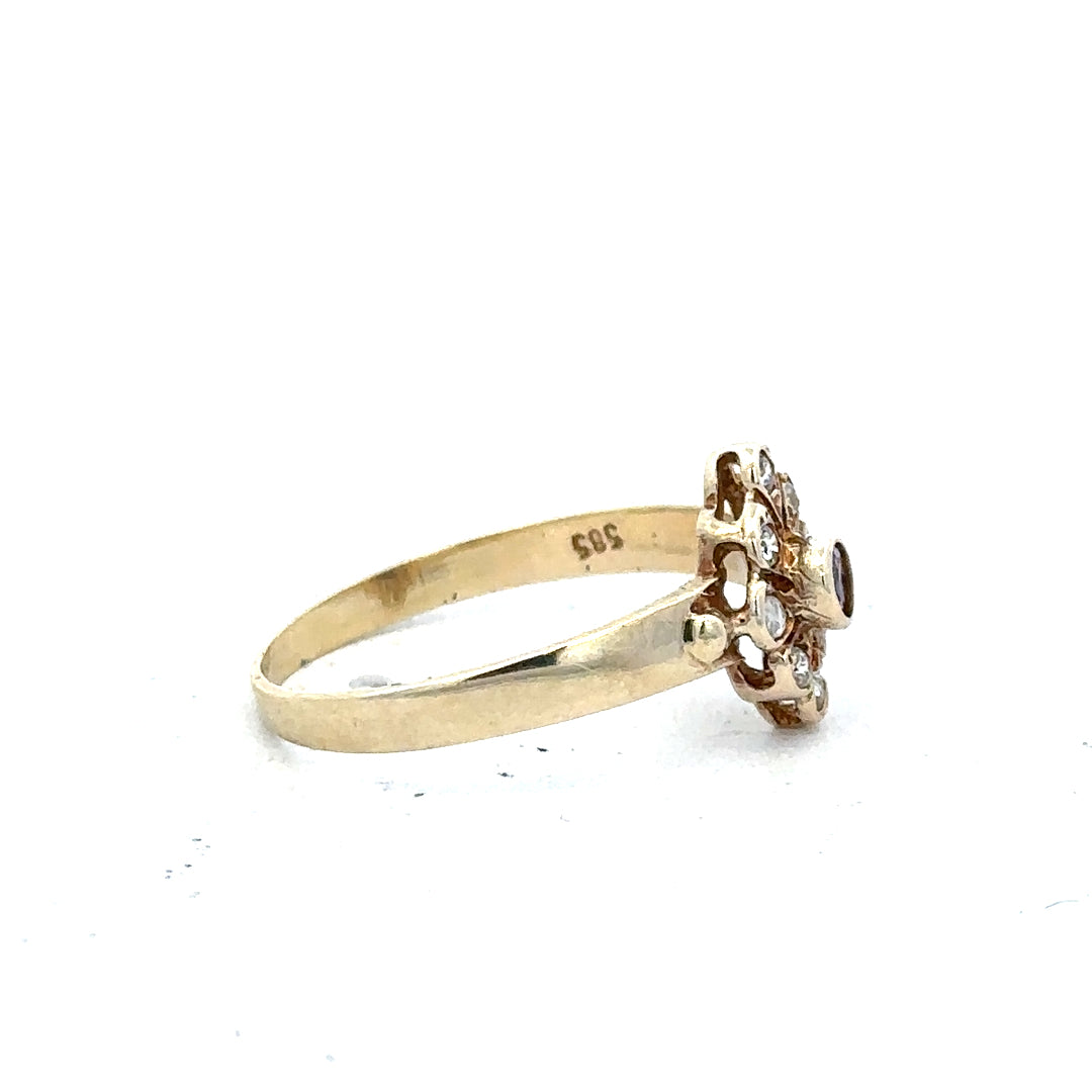 14ct yellow gold diamond ring in size L with sparkling diamonds, showcasing an elegant unbranded jewelry design.