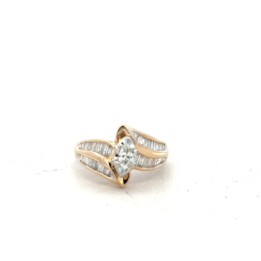 14ct yellow gold diamond ring in size L1/2, featuring a sparkling diamond and elegant band design.
