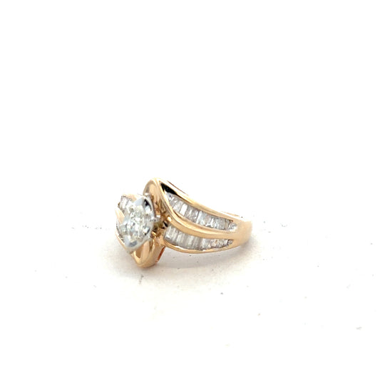 14ct yellow gold diamond ring in size L1/2, featuring a sparkling diamond and a sleek band design.