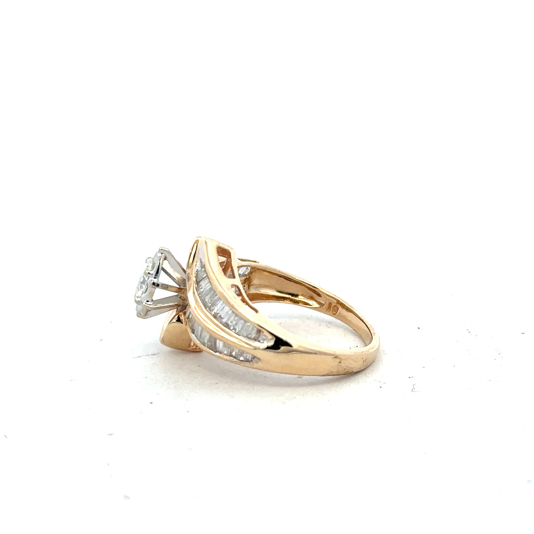 14ct yellow gold diamond ring size L1/2 showing a delicate gold band with small sparkling diamonds.