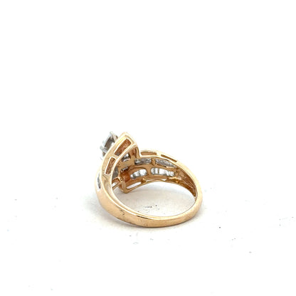 14ct yellow gold diamond ring in size L½ with sparkling diamonds, showcased on a white background.