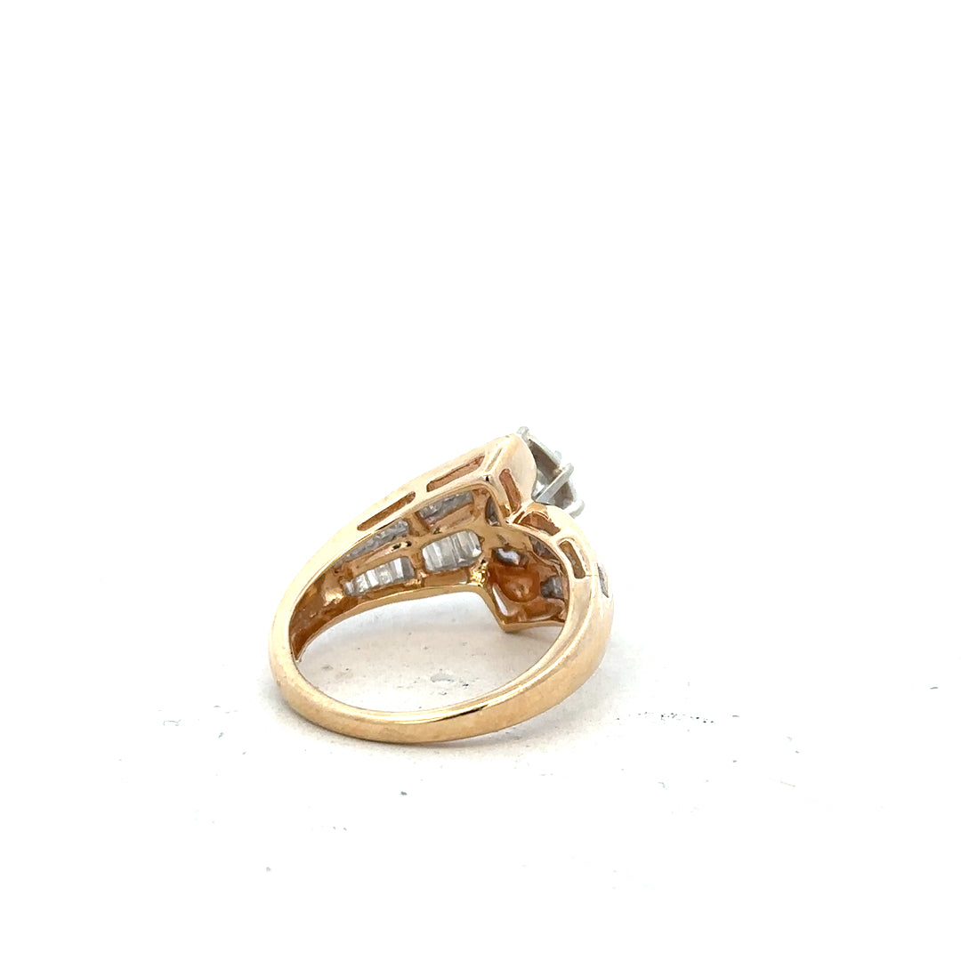 14ct yellow gold diamond ring in size L1/2, featuring a sparkling diamond setting and a smooth polished band.