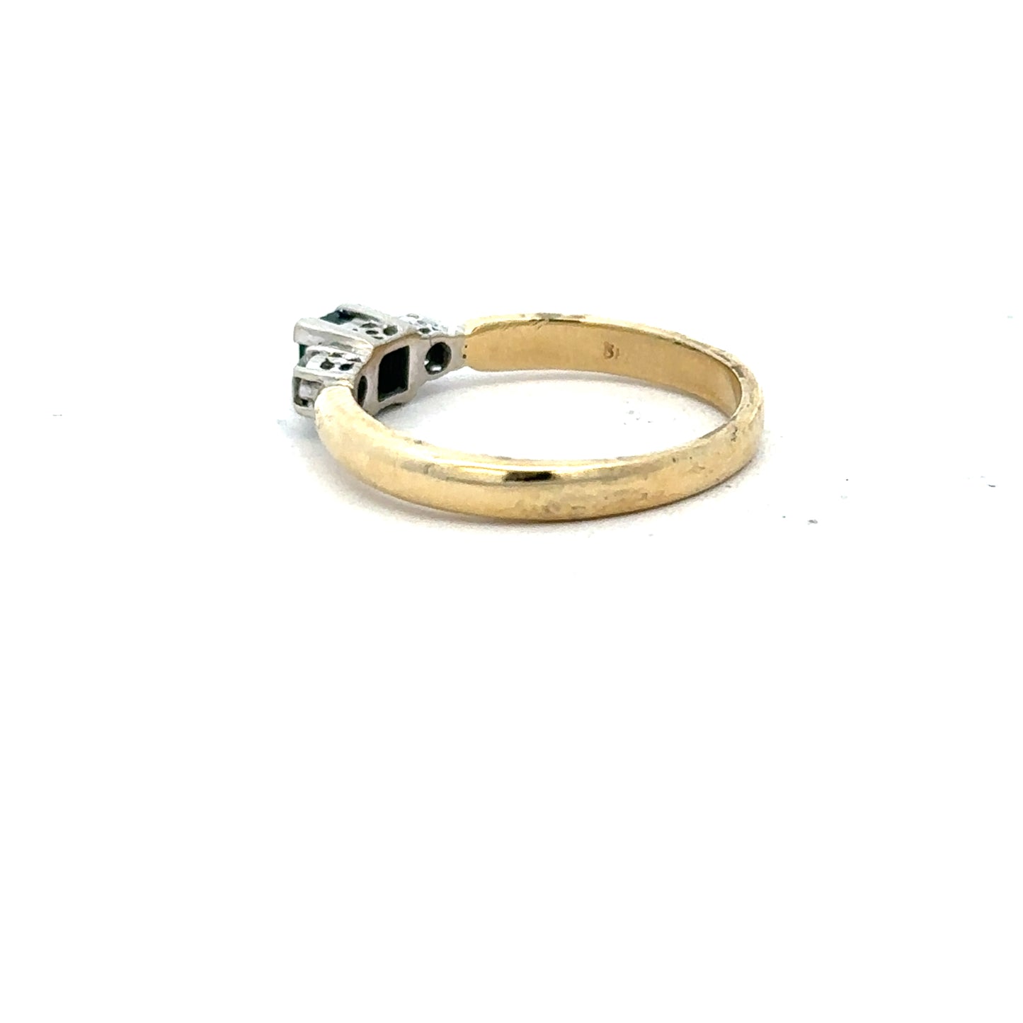 14ct yellow gold diamond ring in size M with sparkling diamonds, displayed on a neutral background.