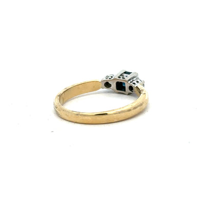 14ct yellow gold diamond ring size M with sparkling diamonds, elegant jewelry piece showcasing fine craftsmanship.