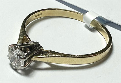 14ct yellow gold diamond ring in size P with sparkling diamonds, featuring a classic design and elegant craftsmanship.
