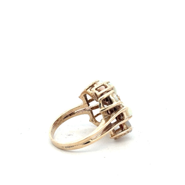14ct yellow gold opal ring in size L1/2 featuring a vibrant, polished opal gemstone on a sleek gold band.