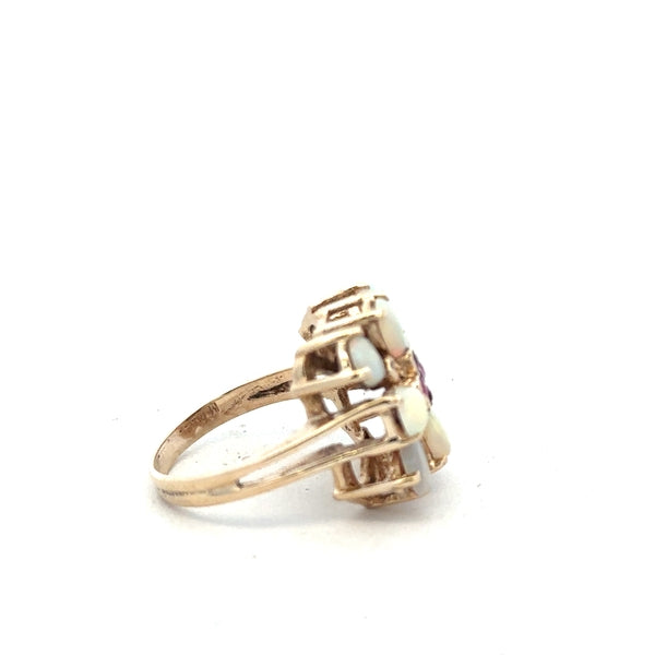 14ct yellow gold opal ring in size L1/2, featuring a vibrant opal stone set in a sleek gold band.