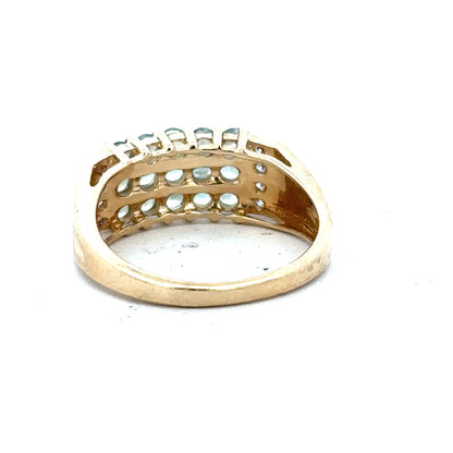 14ct yellow gold ring in size P with a smooth band, unbranded, shown in a close-up view.