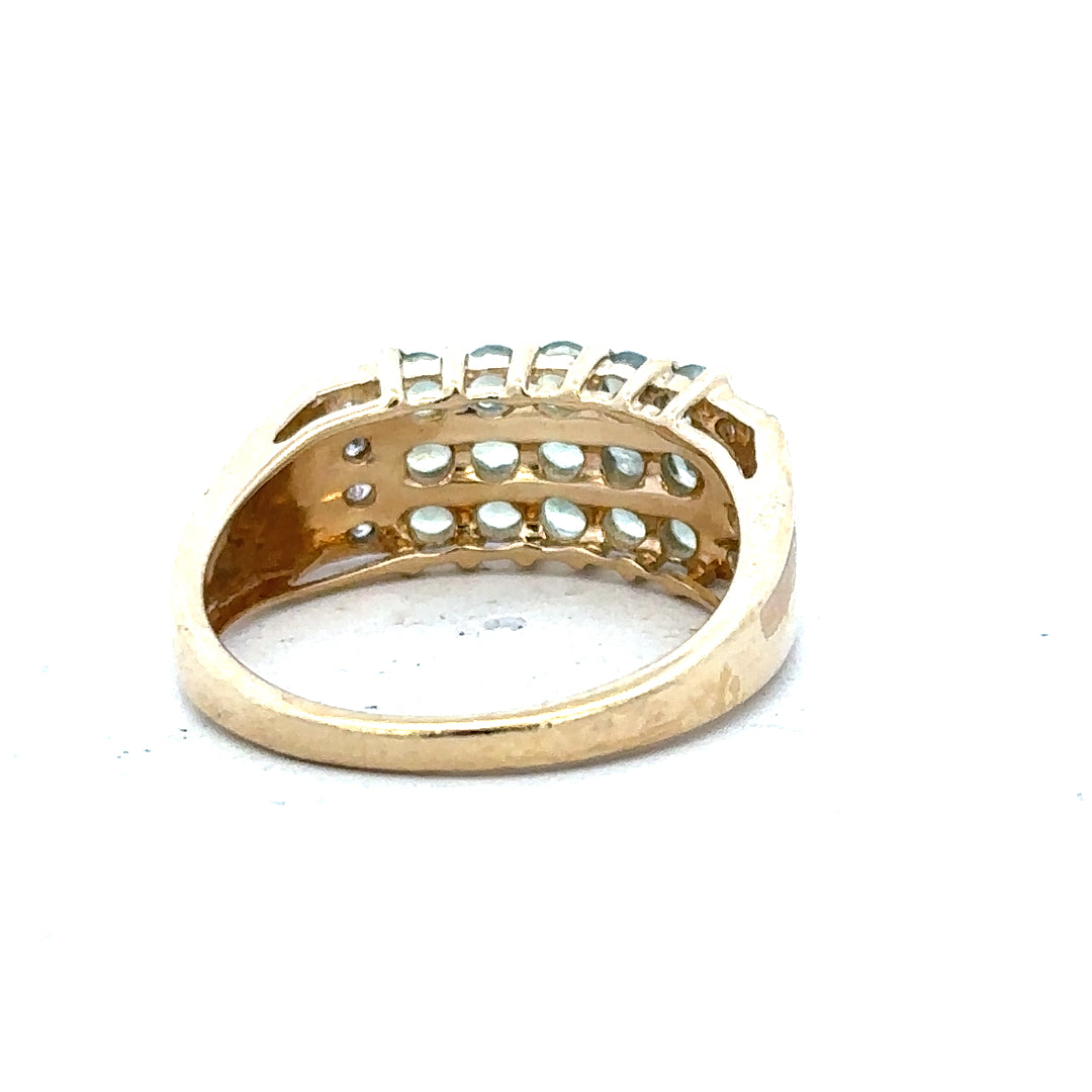 14ct yellow gold ring in size P with a smooth band, unbranded, showcasing a polished finish.