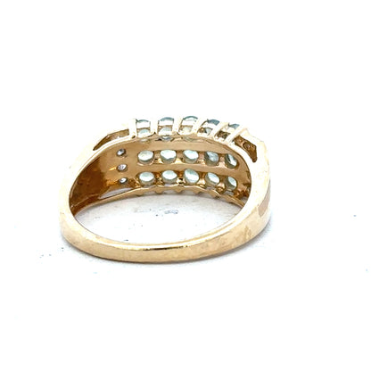 14ct yellow gold ring in size P with a smooth band, unbranded, showcasing a polished finish.